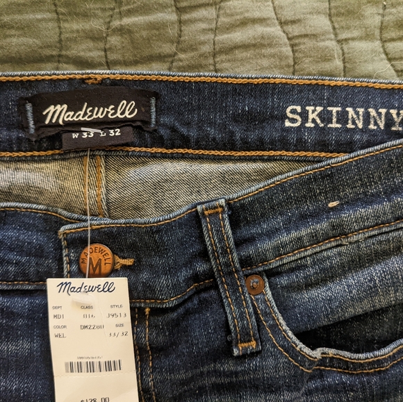 Madewell Men's Skinny Jeans in Wellmoor Wash 33w 32l New with Tags - Picture 4 of 4